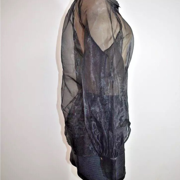 Marciano Guess Black Sheer Taffeta top- Size Small - Picture 8 of 11